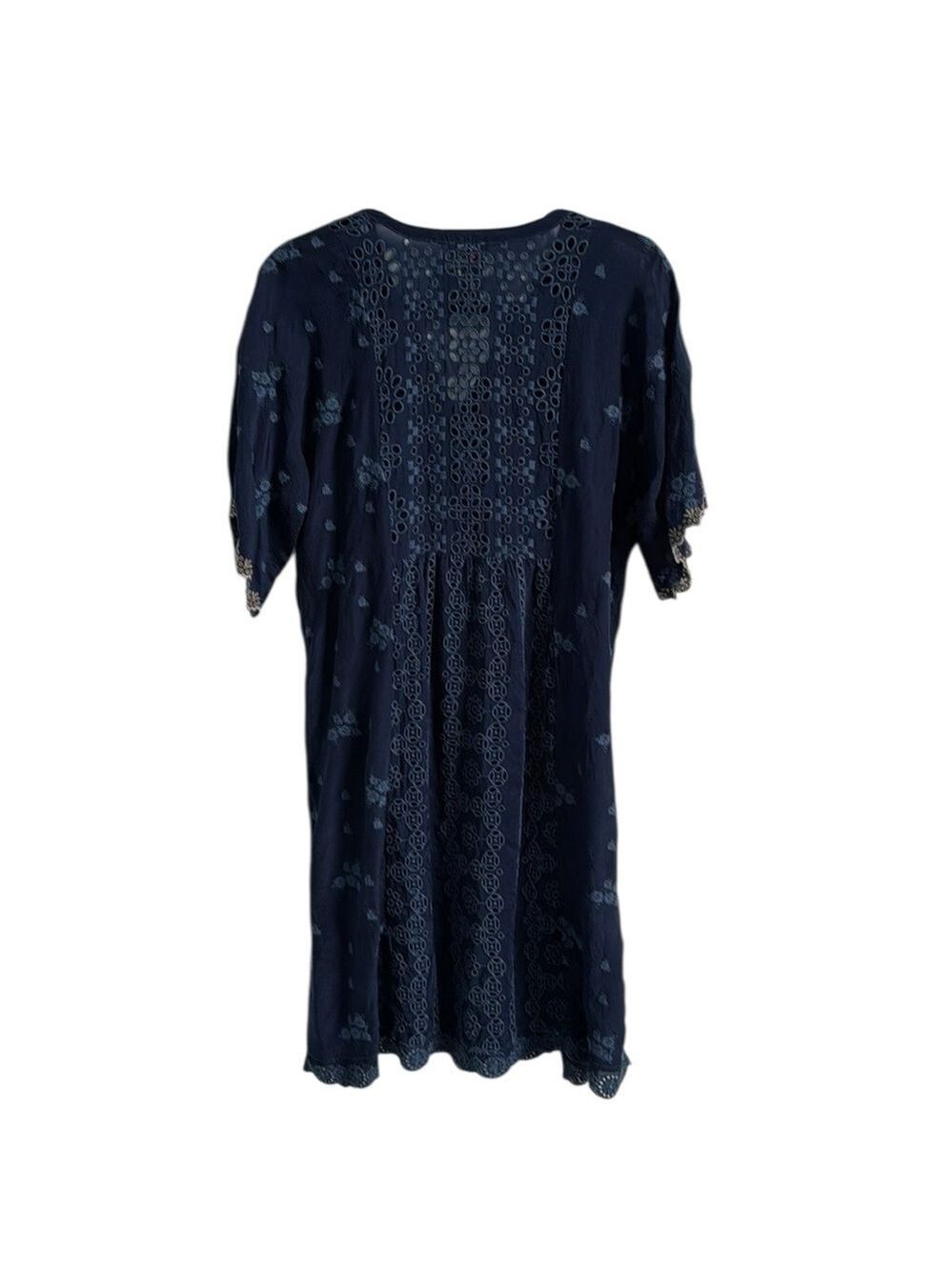 Johnny Was Blue Riza Eyelet Embroidered Shift Dress Size Small - Picture 14 of 16